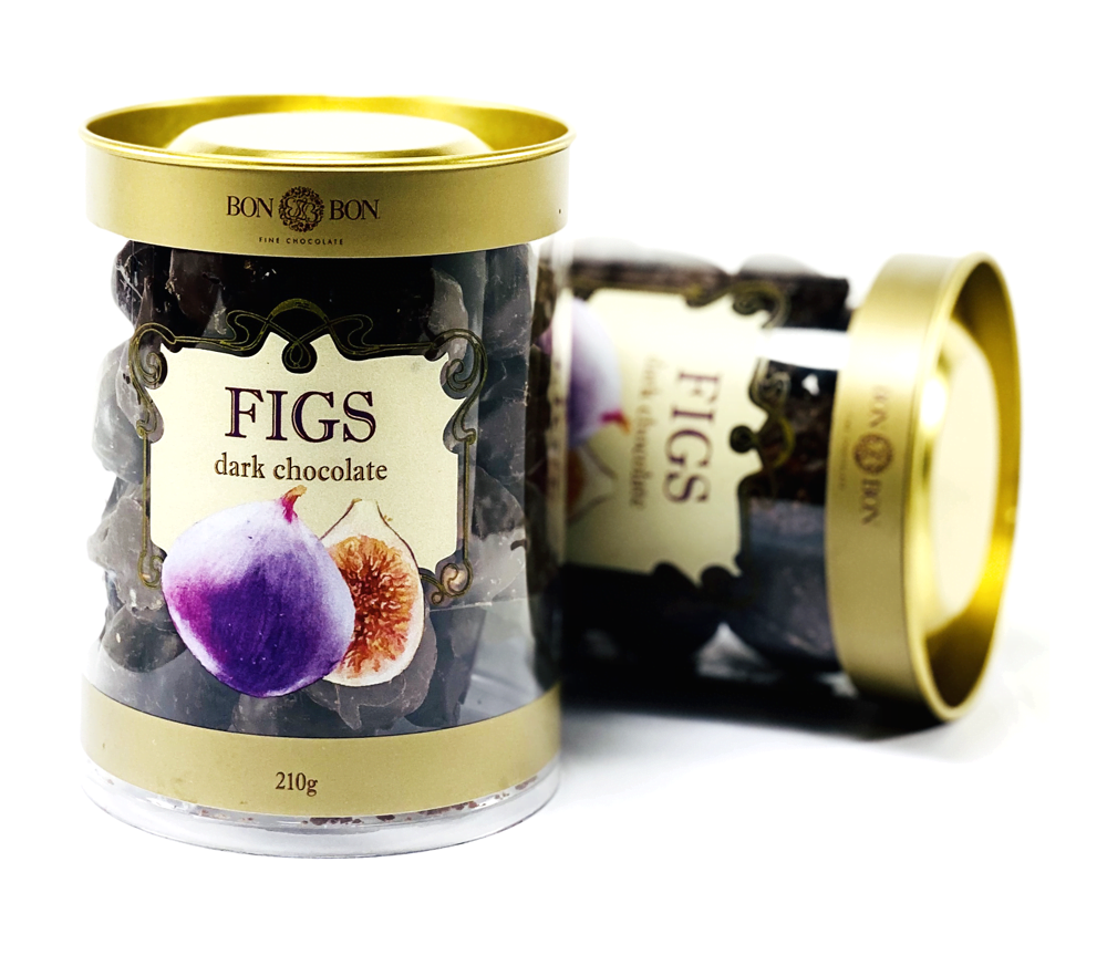 Figs dark chocolate -  clear cylinder