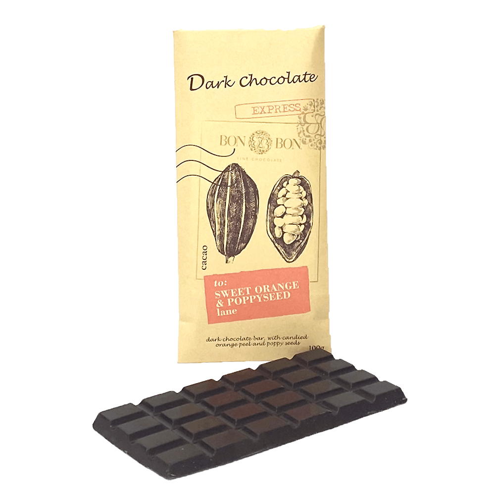 Sweet orange & poppy seeds dark bar