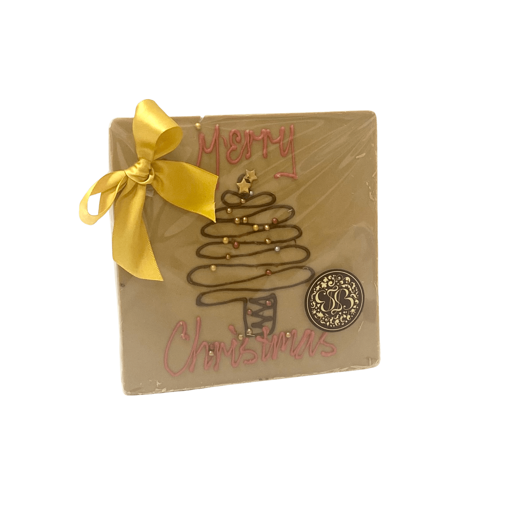 Festive Message Chocolate Plaque - Caramel