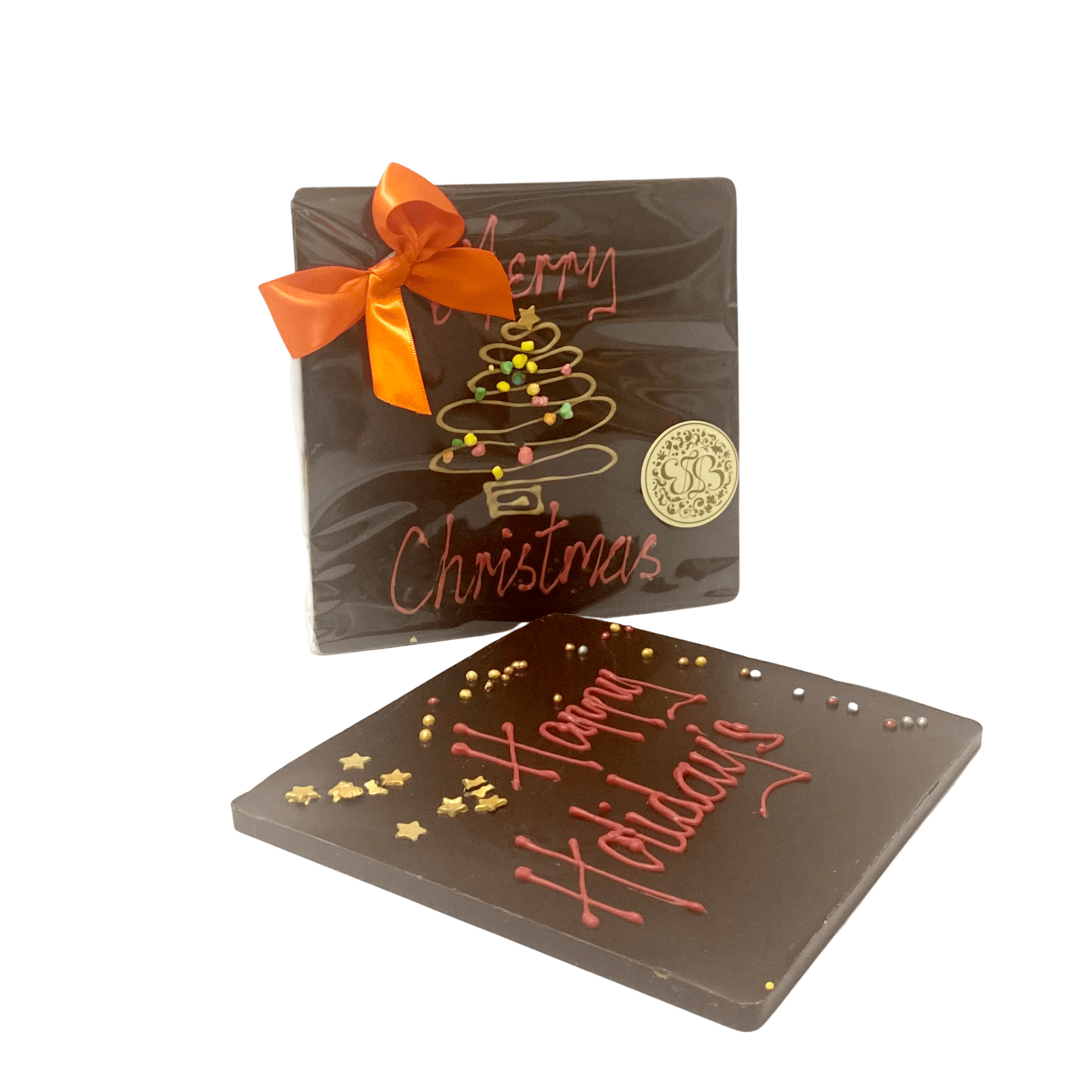 Festive Message Chocolate Plaque - Dark