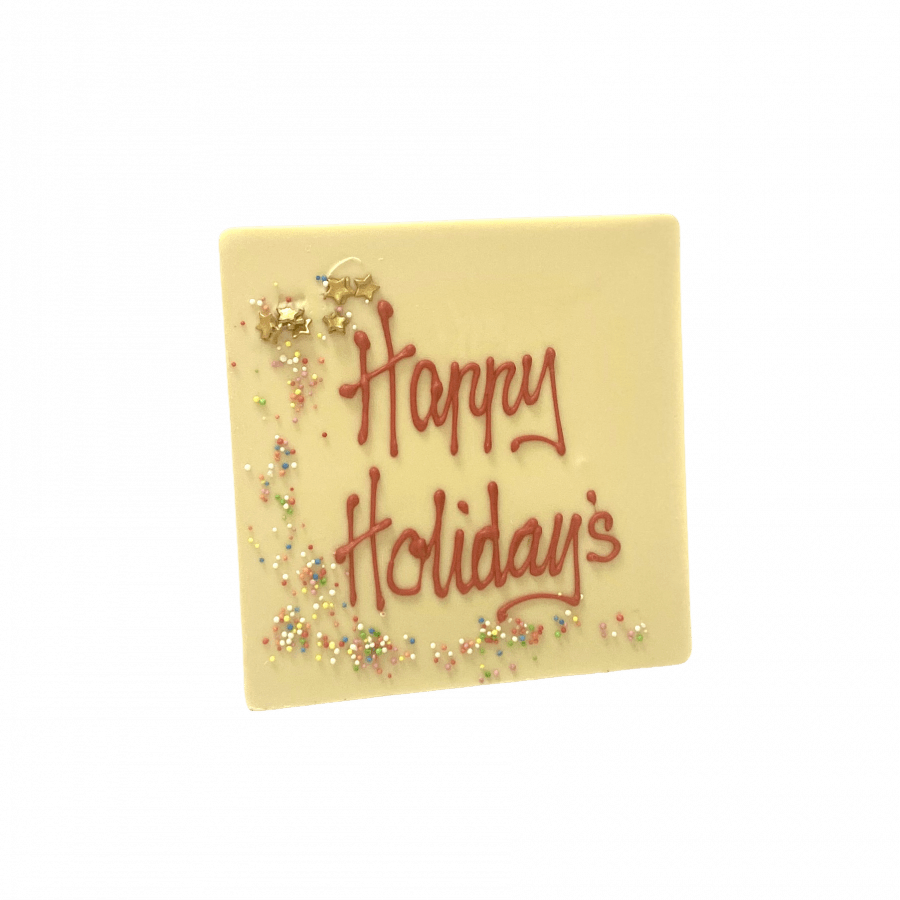 Festive Message Chocolate Plaque - White
